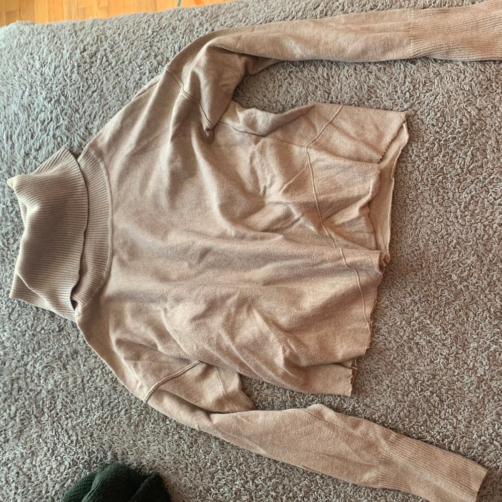 Tan Cropped Turtleneck